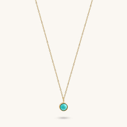 Turquoise Bezel Necklace in Gold