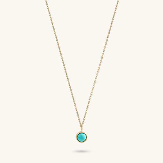 Turquoise Bezel Necklace in Gold