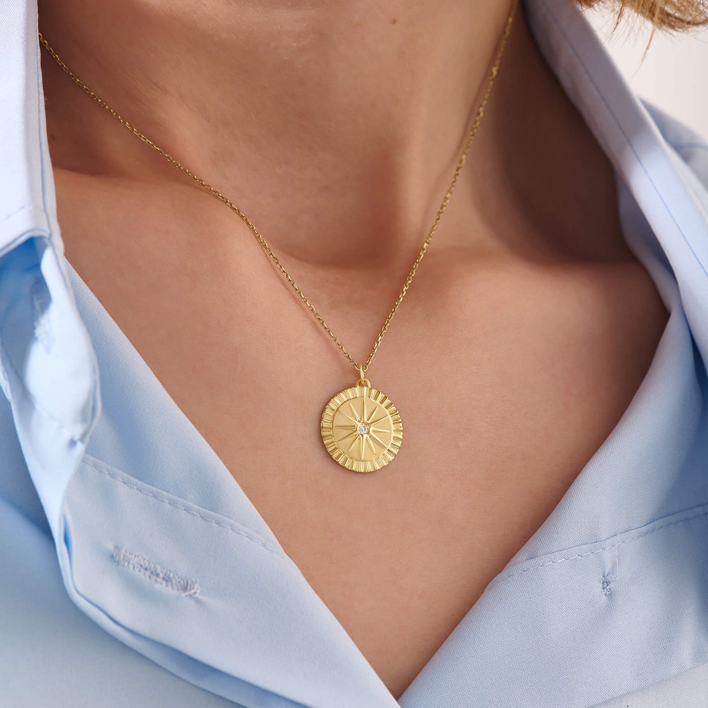 Twelve Point Star Necklace - Gold Vermeil