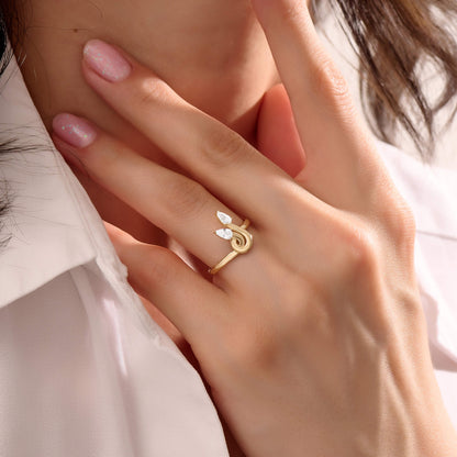 Twin Marquise Moissanite Knot Ring in Gold