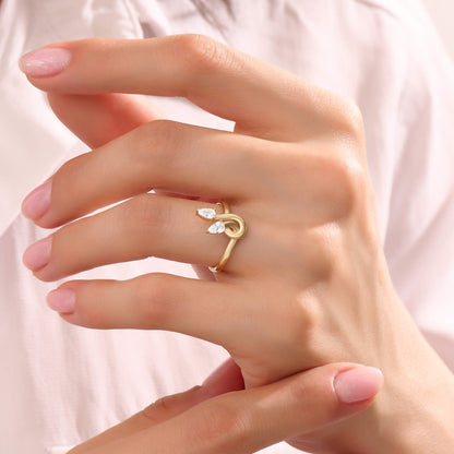 Twin Marquise Moissanite Knot Ring in Gold