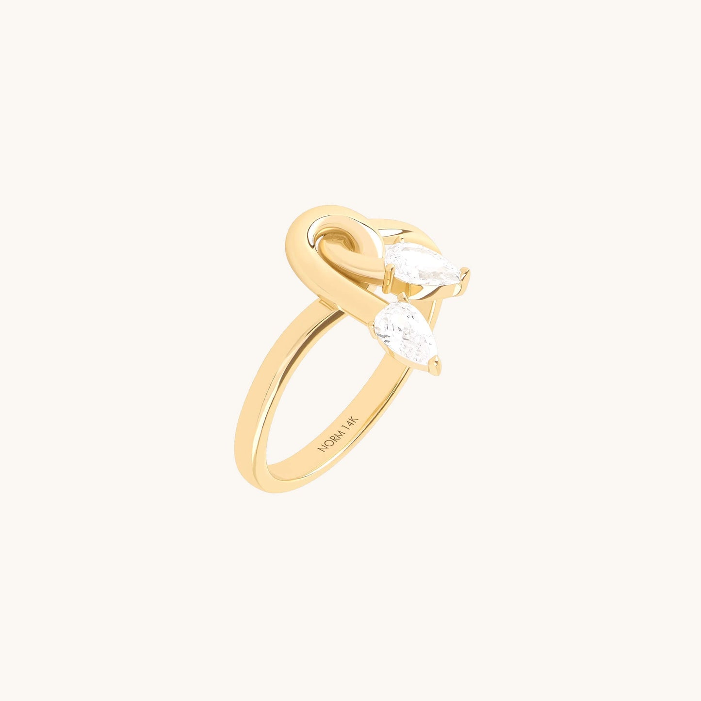 Twin Marquise Moissanite Knot Ring in Gold