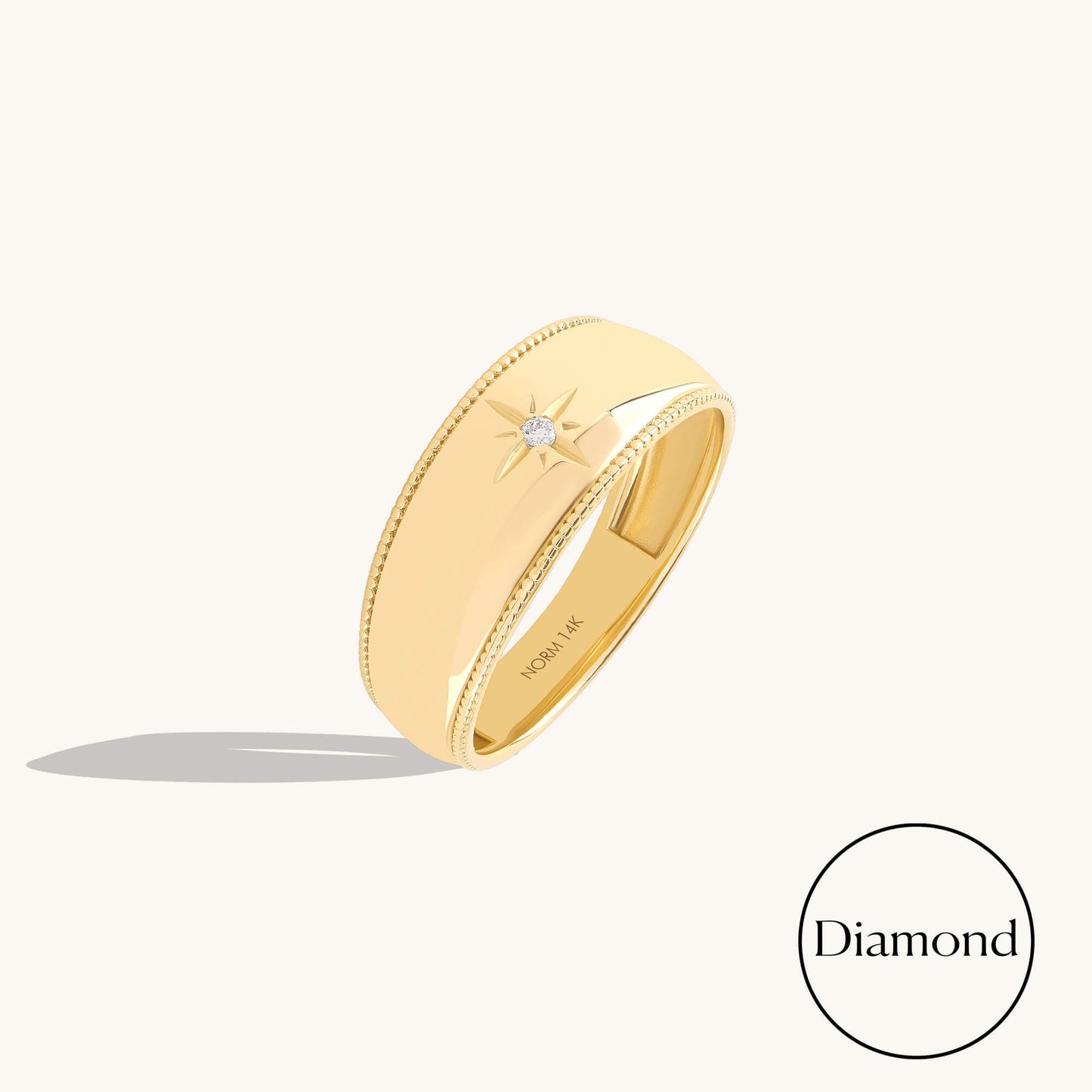 Twisted Diamond Star Dome Ring in Gold