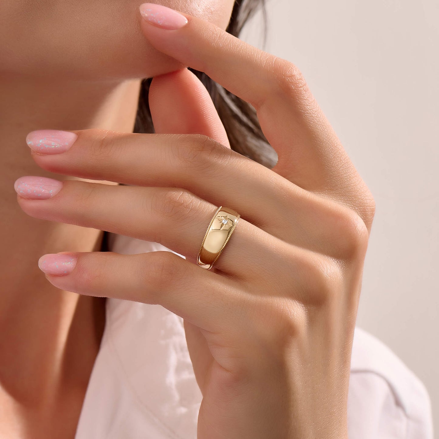 Twisted Diamond Star Dome Ring in Gold