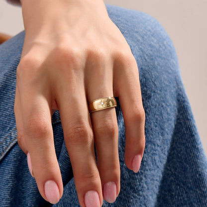 Twisted Diamond Star Dome Ring in Gold