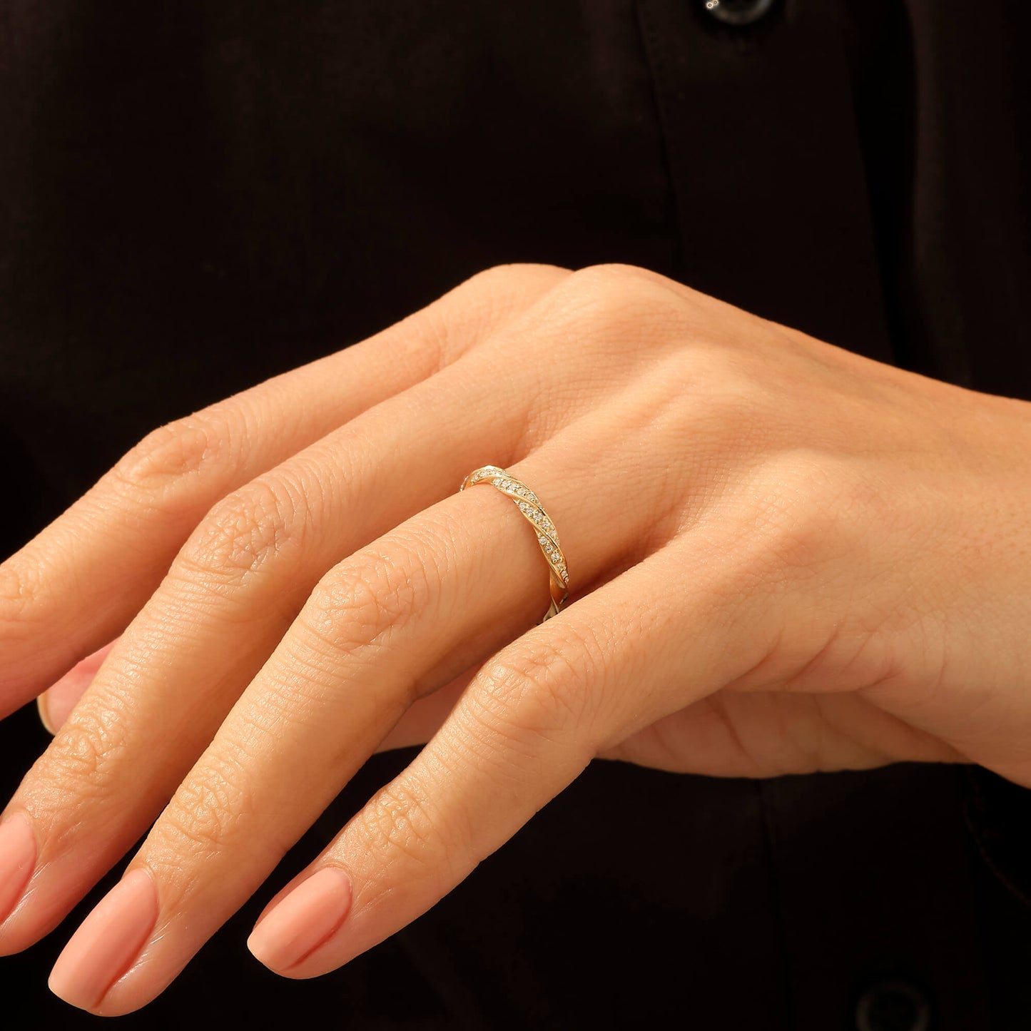 Twisted Half Eternity Wedding Ring in Gold