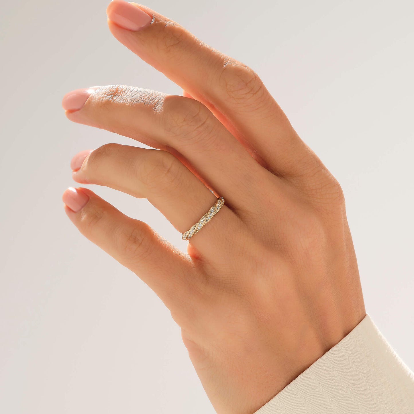 Twisted Half Eternity Wedding Ring in Gold