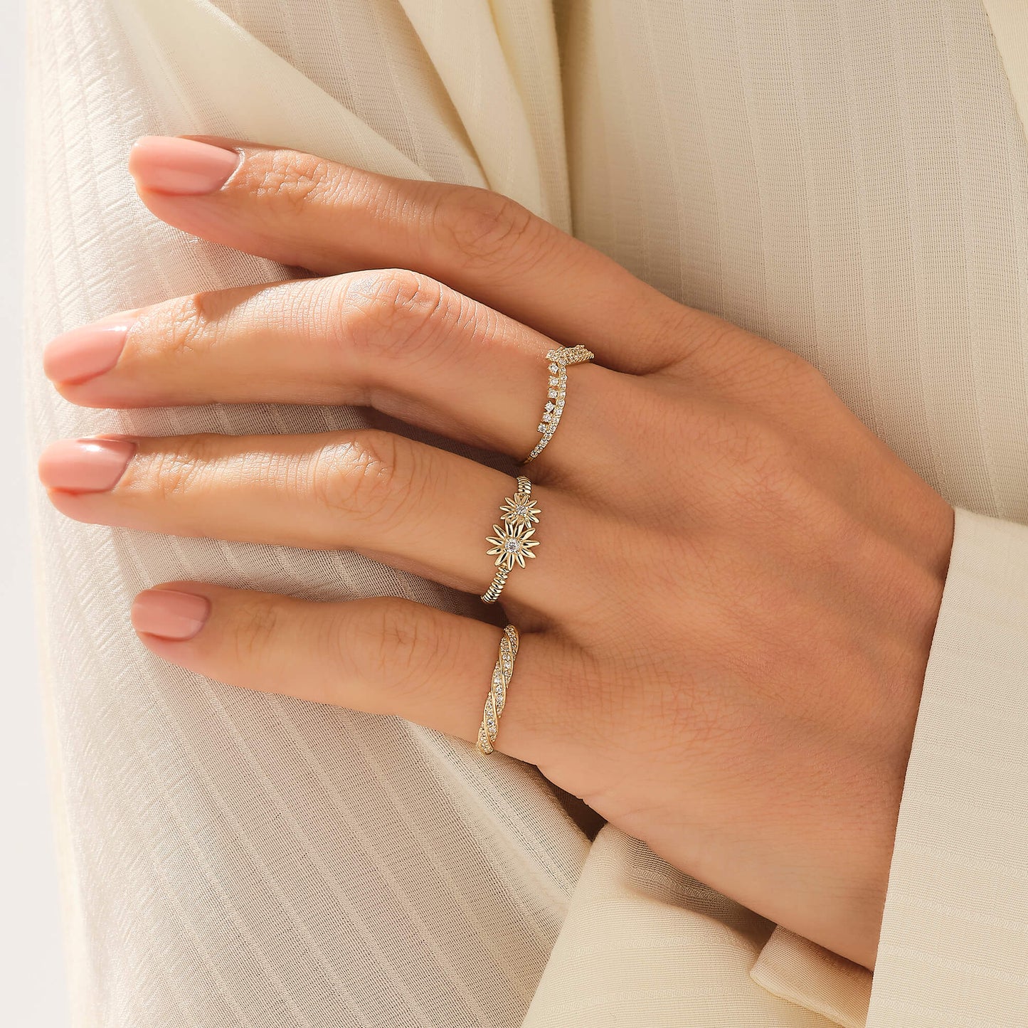 Twisted Half Eternity Wedding Ring in Gold