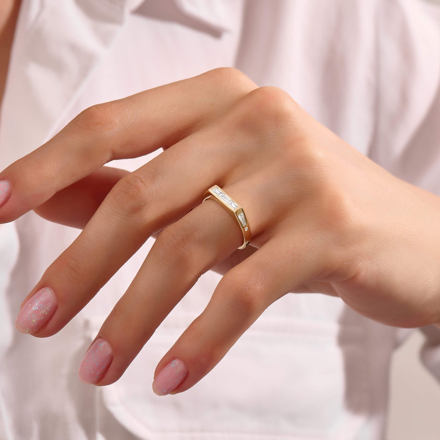 Unique Baguette Signet Ring in Gold