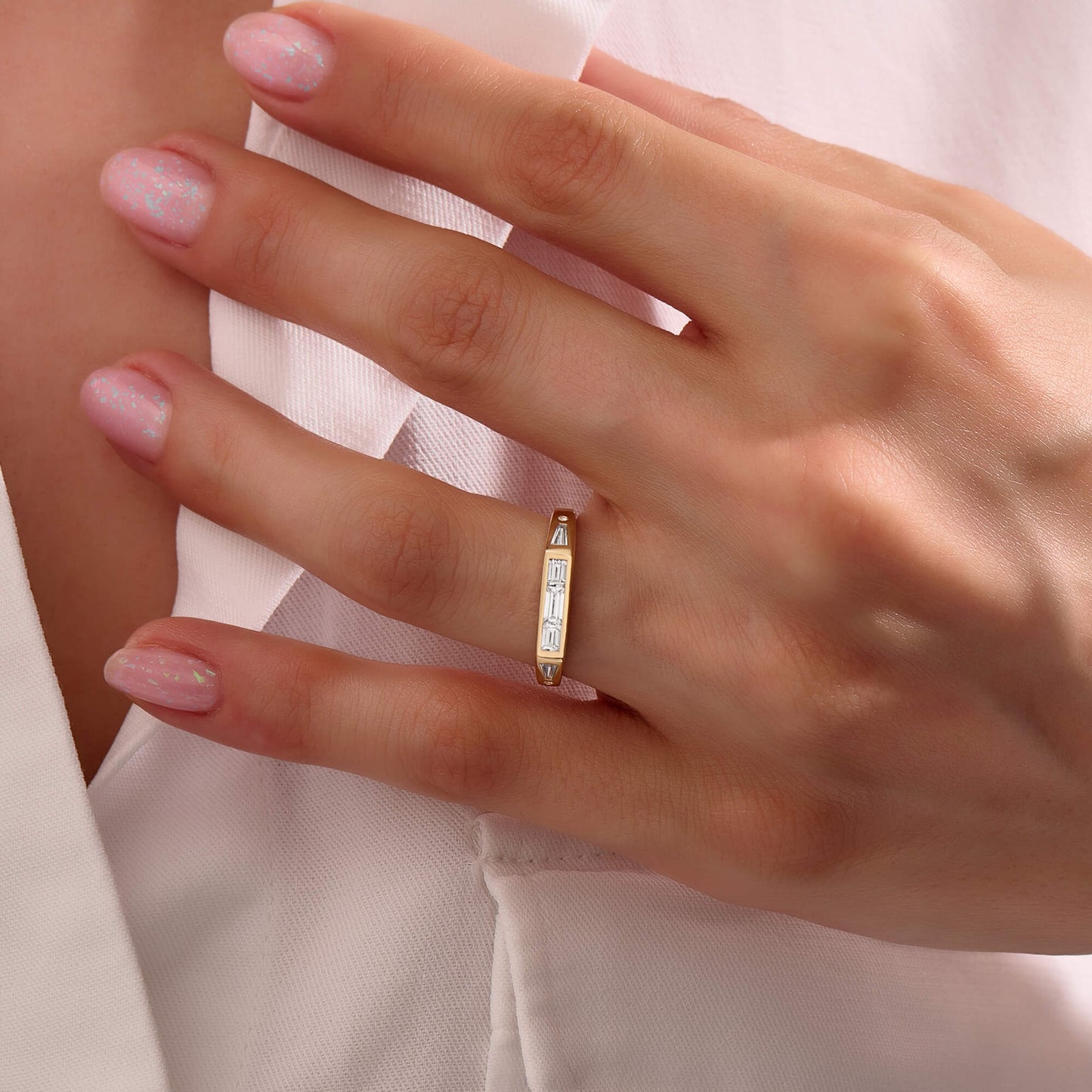 Unique Baguette Signet Ring in Gold