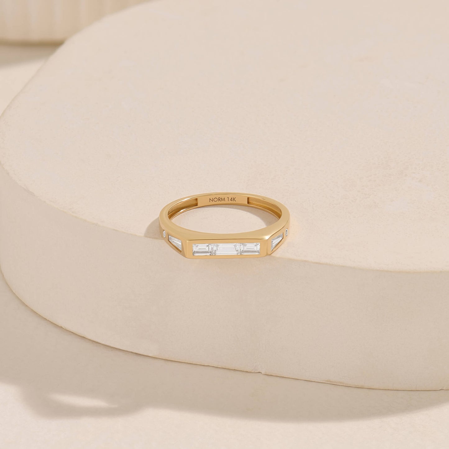 Unique Baguette Signet Ring in Gold