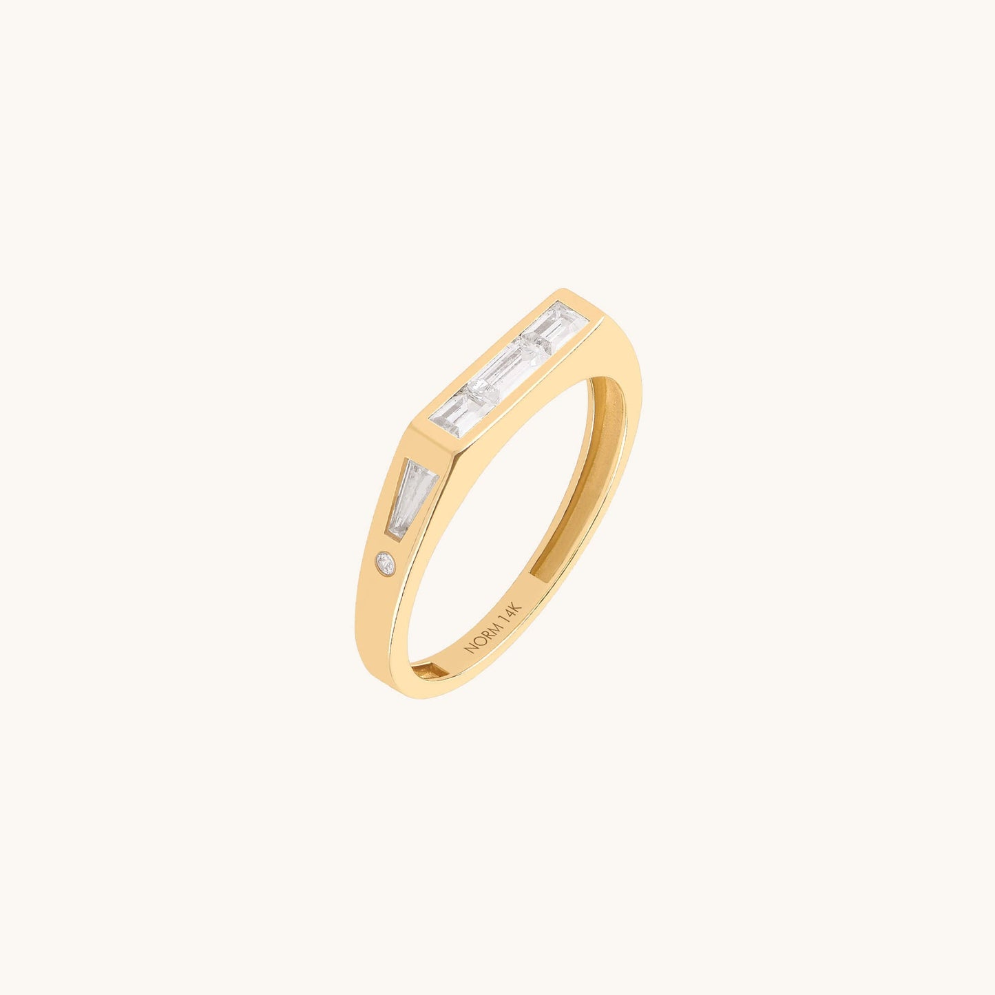 Unique Baguette Signet Ring in Gold