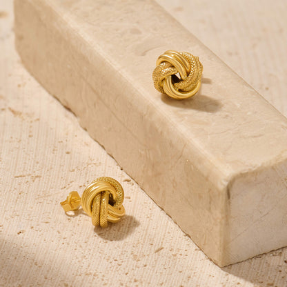 Vintage Love Knot Stud Earrings in Gold