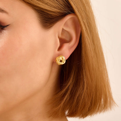 Vintage Love Knot Stud Earrings in Gold