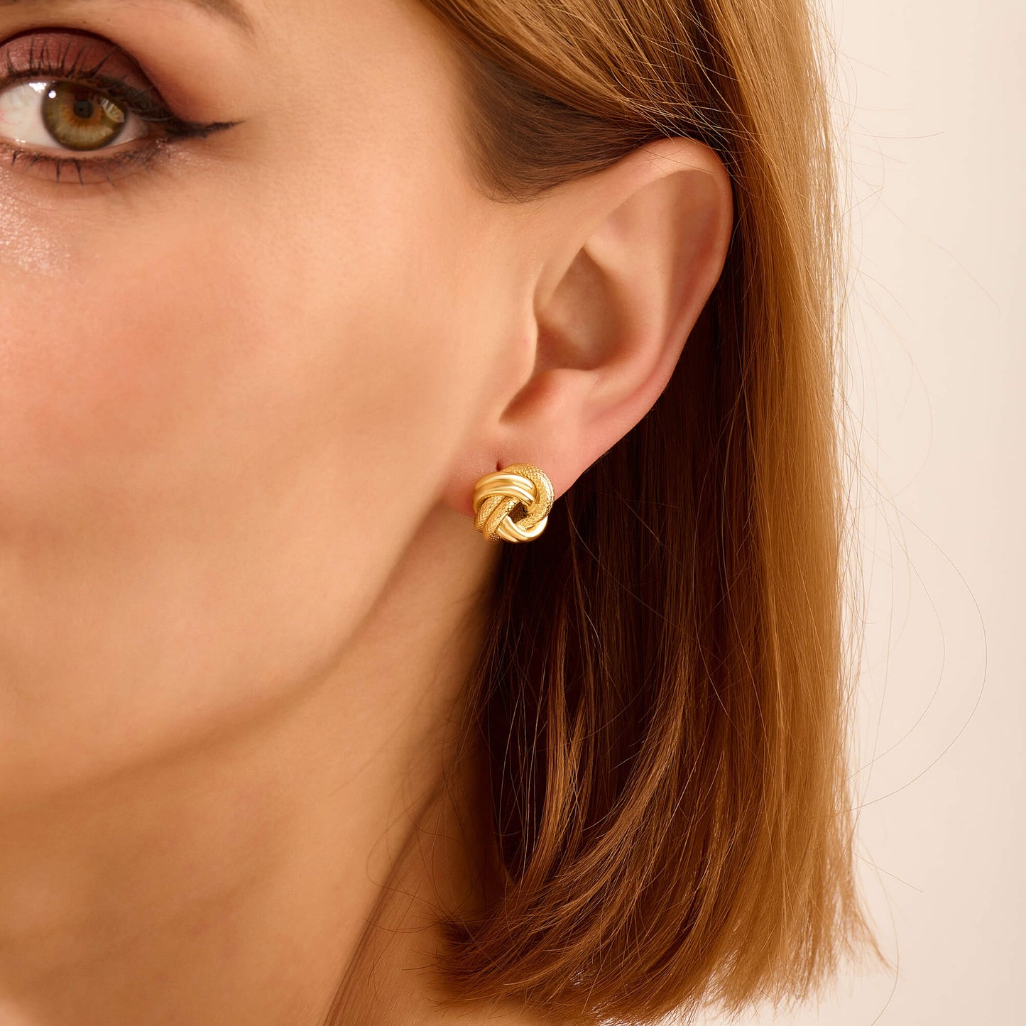 Vintage Love Knot Stud Earrings in Gold
