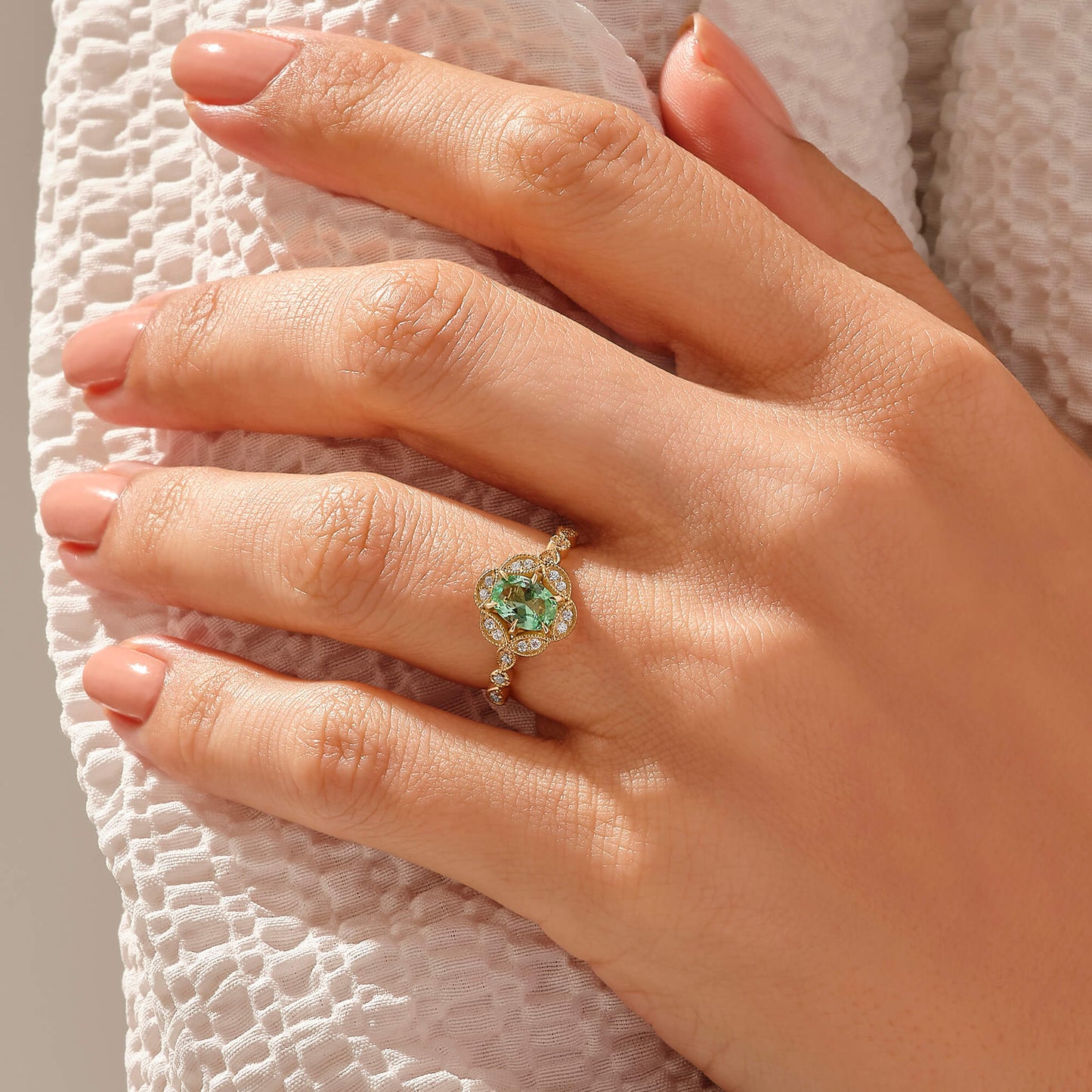 Paraiba Tourmaline Vintage Engagement Ring in Gold