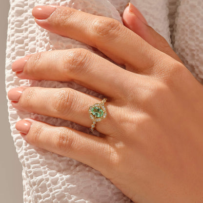 Paraiba Tourmaline Vintage Engagement Ring in Gold