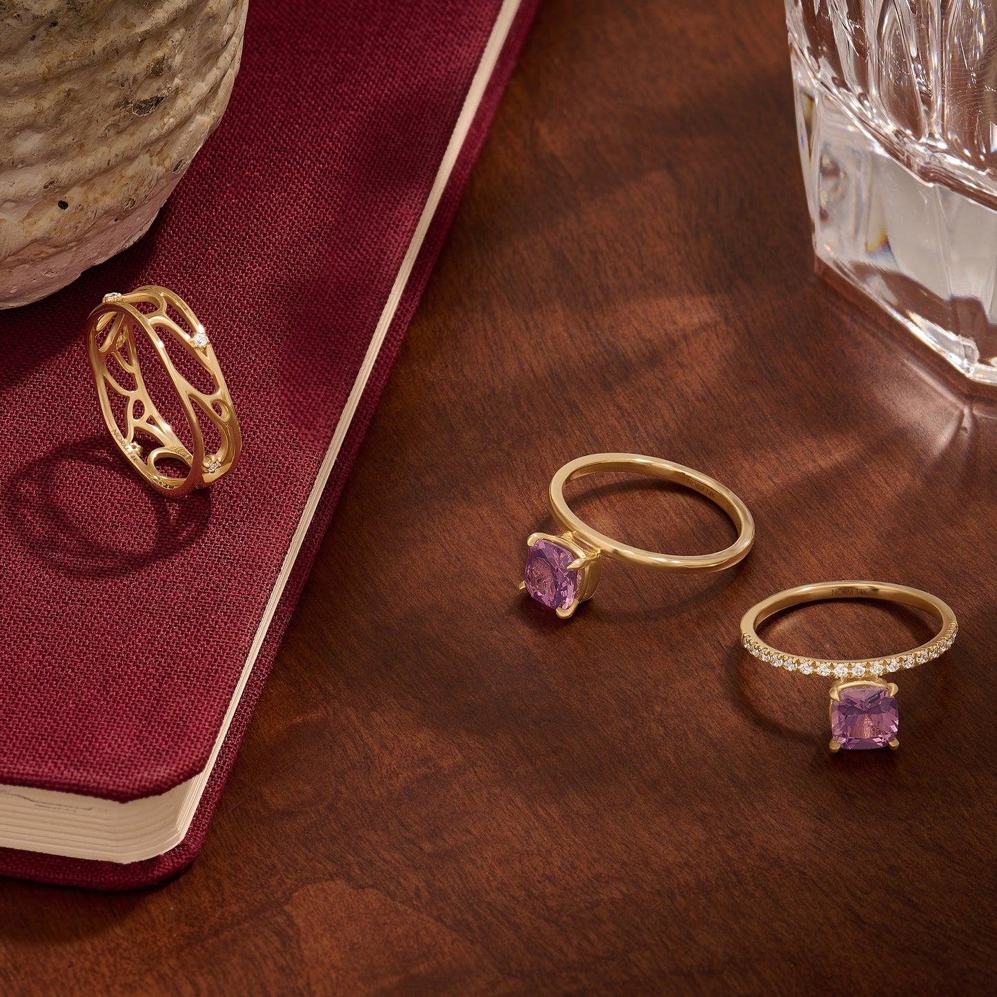 Wave Outline Pave Band Ring in Gold