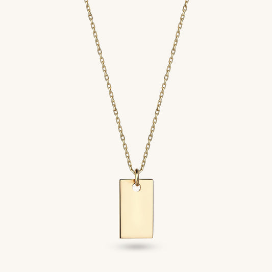 Rectangle Tag Necklace in Gold