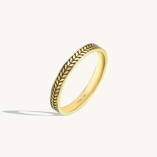 Wheatear Band Ring in Gold