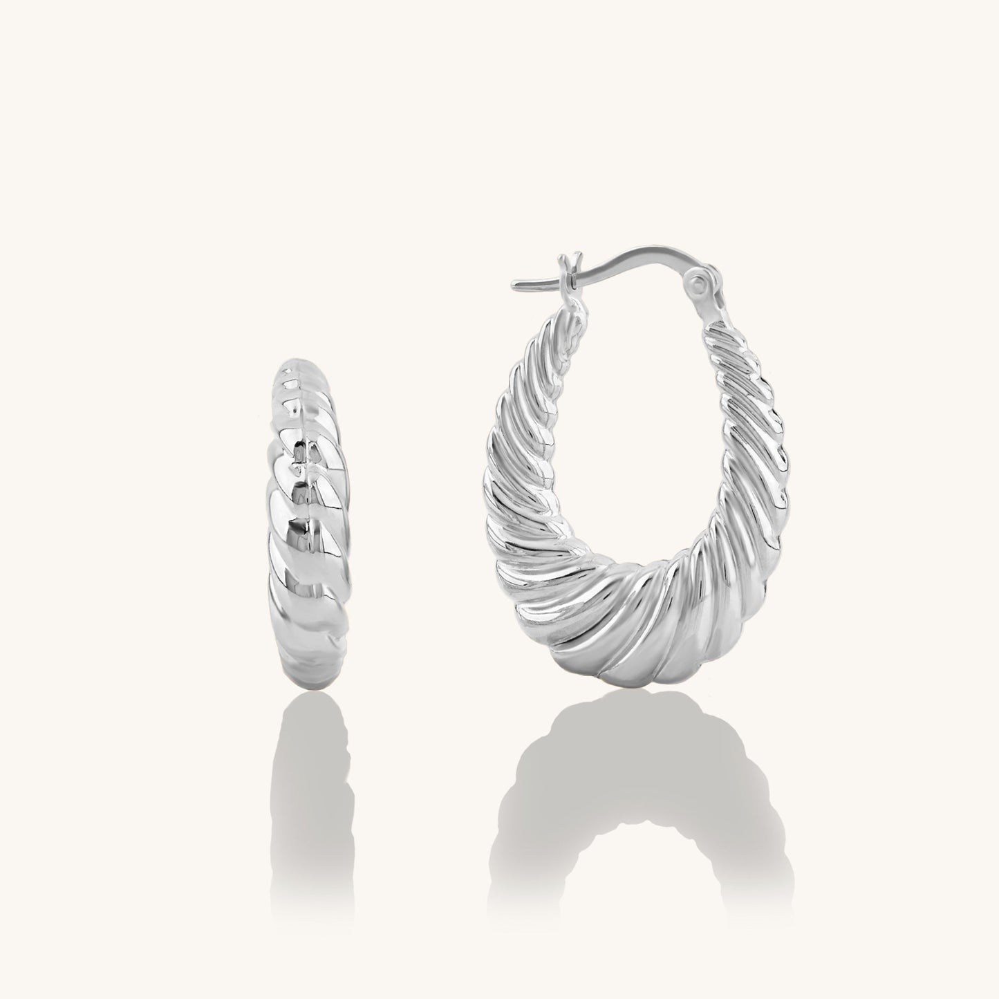 Flat Croissant Hoop Earrings in Gold