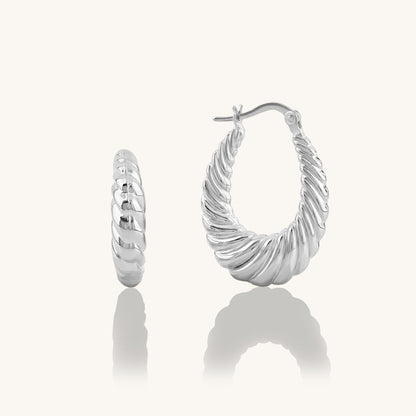 Flat Croissant Hoop Earrings in Gold