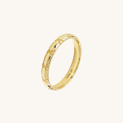 X Wedding Band Ring in Gold