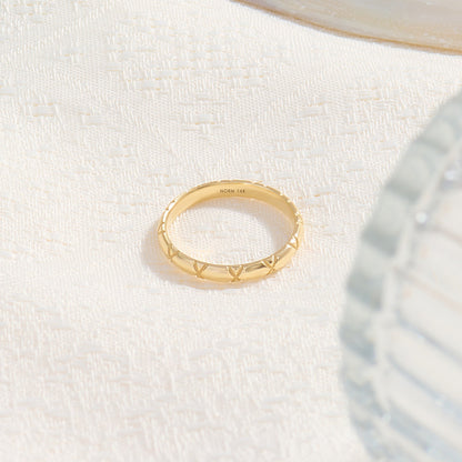 X Wedding Band Ring in Gold