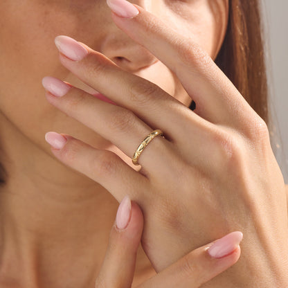 X Wedding Band Ring in Gold