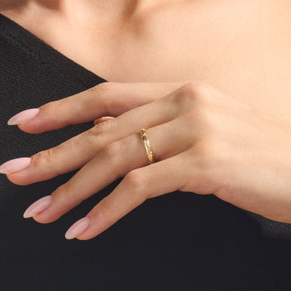 X Wedding Band Ring in Gold