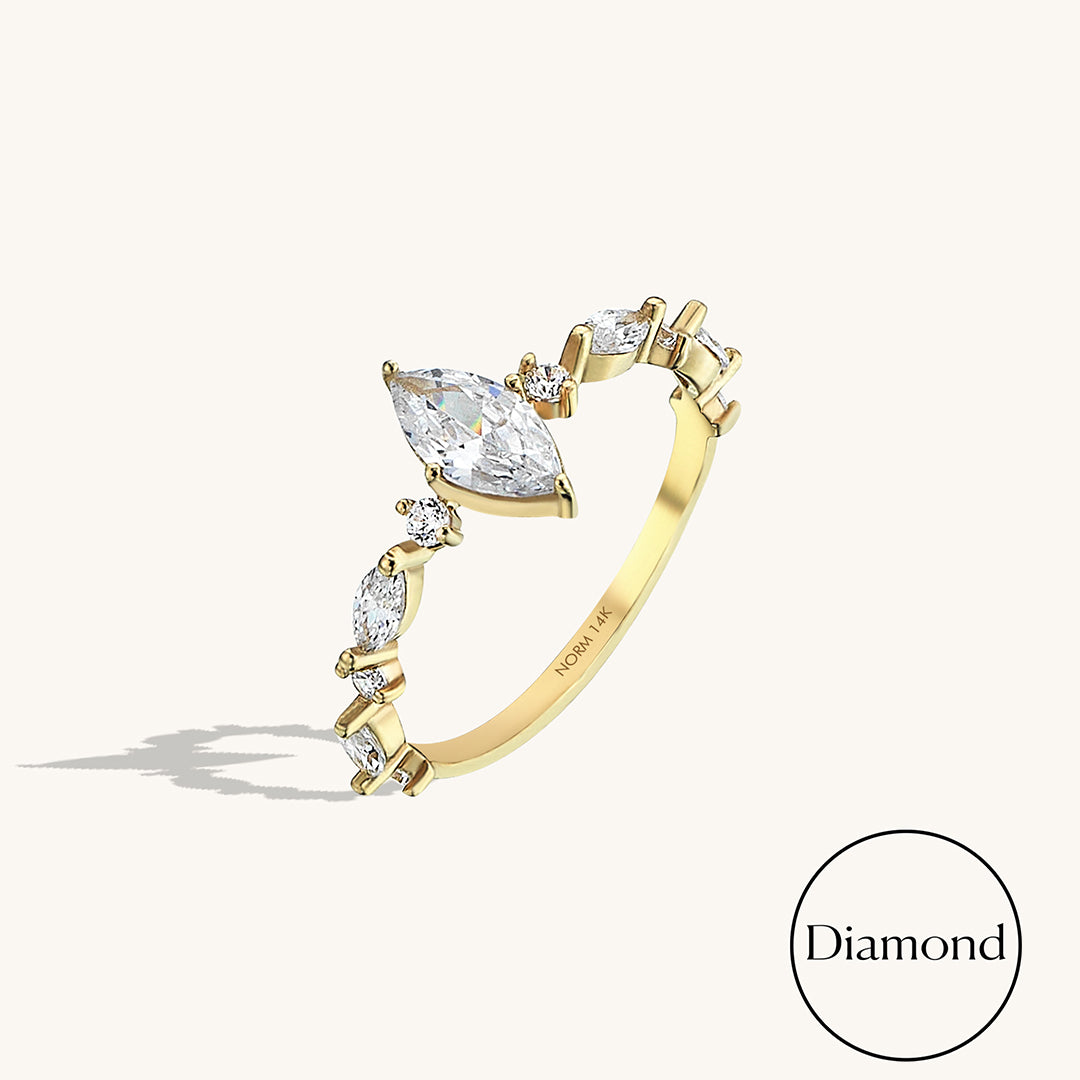 Diamond Marquise Promise Ring in Gold